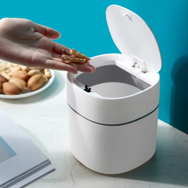 Mini Trash Can Household Garbage Basket Tabletop Trashcan Storage For Kitchen Sitting Room Small Waste Dustbins