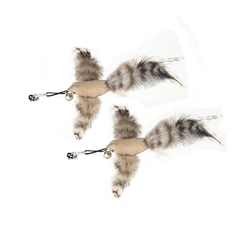 Cat Toy Interactive Feather Simulation Bird Teaser Stick Teaser Kitten Bells Wand Cats Accessories Pet Products Toys For Cat