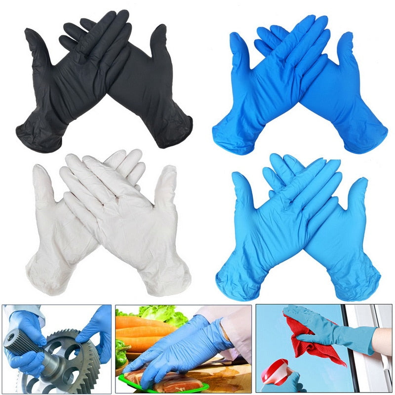 Hot Gloves White Blue disposable nitrile gloves Latex for household cleaning products industrial washing, tattoo gloves S,M,L