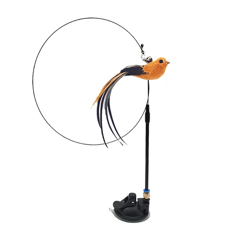 Cat Toy Interactive Feather Simulation Bird Teaser Stick Teaser Kitten Bells Wand Cats Accessories Pet Products Toys For Cat