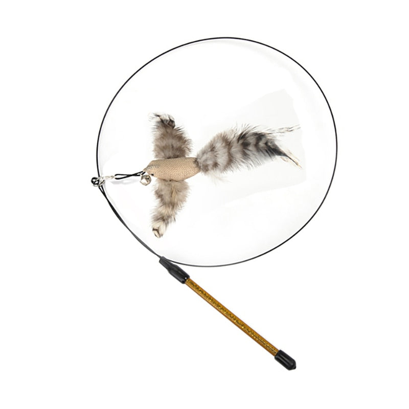 Cat Toy Interactive Feather Simulation Bird Teaser Stick Teaser Kitten Bells Wand Cats Accessories Pet Products Toys For Cat