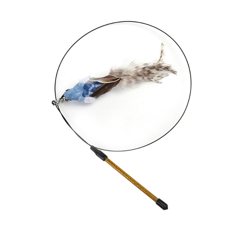Cat Toy Interactive Feather Simulation Bird Teaser Stick Teaser Kitten Bells Wand Cats Accessories Pet Products Toys For Cat