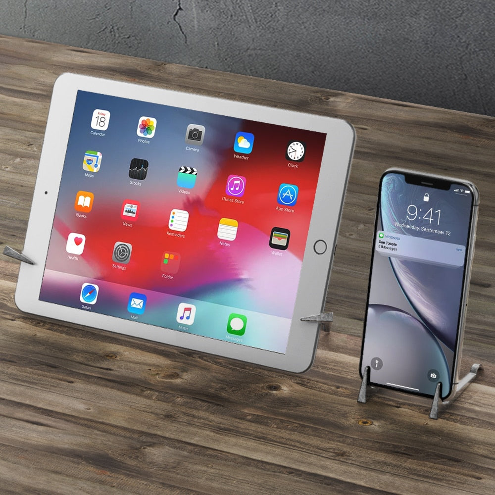 OATSBASF Universal Metal Phone Holder For iPhone 12 13 Pro Max Xiaomi Tablet iPad Mobile Phone Holder Portable Cell Phone Stand