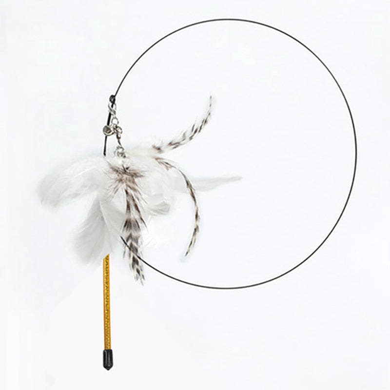 Cat Toy Interactive Feather Simulation Bird Teaser Stick Teaser Kitten Bells Wand Cats Accessories Pet Products Toys For Cat