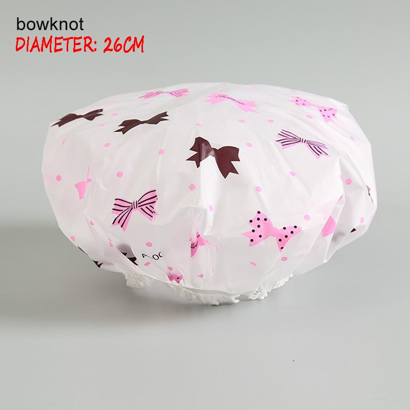Shower Cap Thicken Elastic Bath Hat Bathing Cap for Women Hair Salon Dot Waterproof Bathroom Products Bathroom Accessories