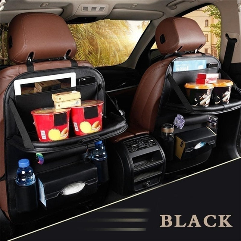 Universal Automobile Accessories Car Seat Back Bag Folding Table Organizer Pad Drink Chair Storage Pocket Box