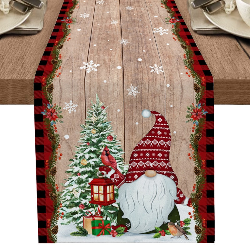 Christmas Snowman Snowflake Decoration Table Runner Wedding Party Decoration Tablecloth Dining Table Living Room Table Runner