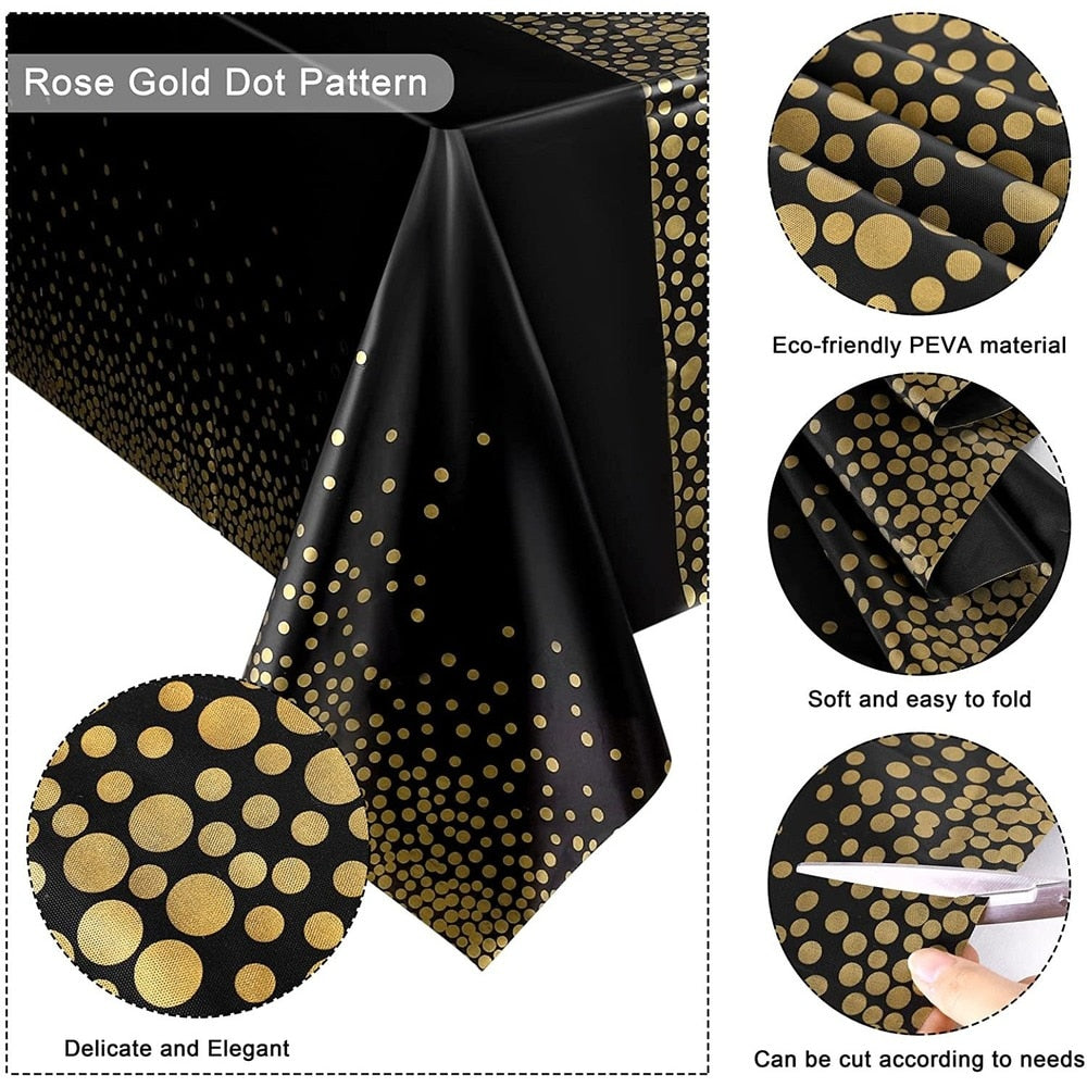 1pc TECHOME Disposable Table Cover Dotted Table Runner Design 54"x108" Waterproof Oilproof Tablecloths for Rectangle Tables