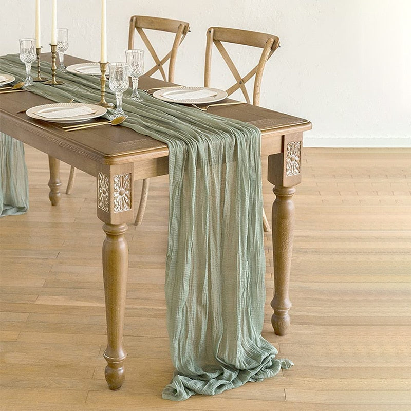 Gauze Table Runner Dinning Table Decoration 90*300CM Rustic Country Boho Beach Wedding Party Table Decor Christmas Table Runners