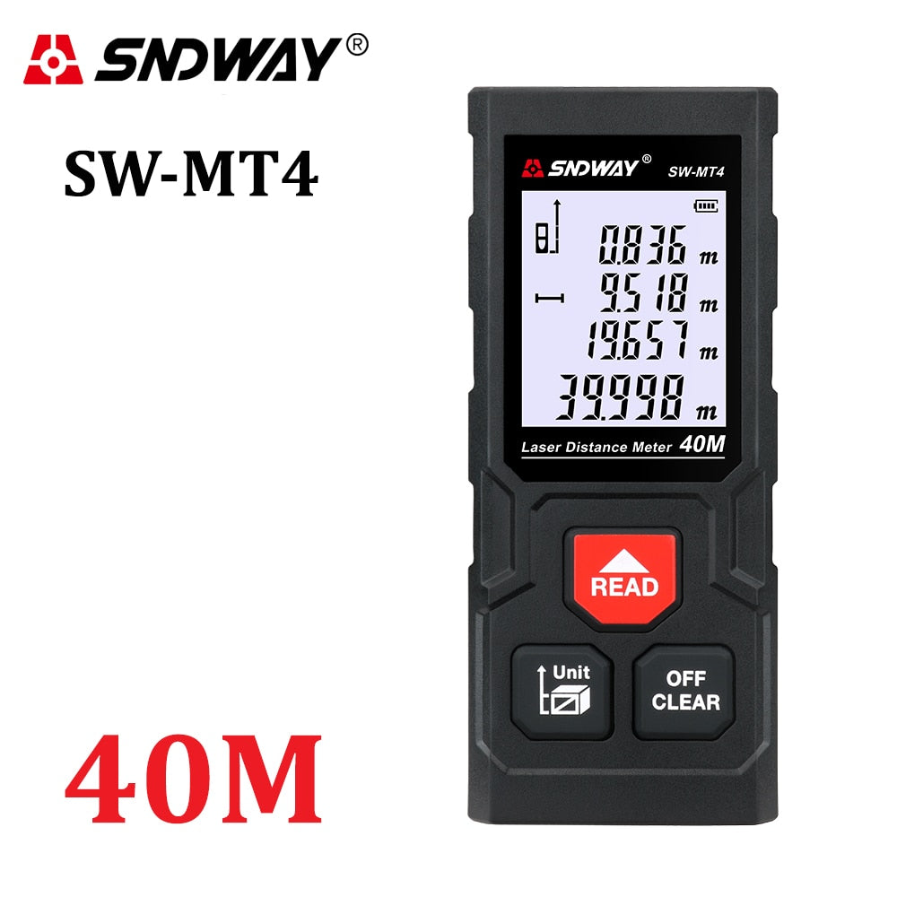 SNDWAY laser distance meter 40M 60M 80M 100M rangefinder trena laser tape range finder build measure device ruler test tool