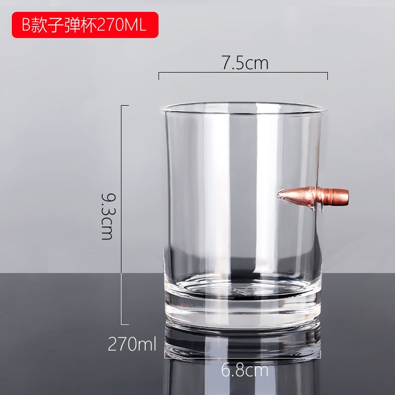 Creative Whisky Glass with Bullet Rum Bar Crystal Cup Studded Warhead Vodka Shot Glasses Unusual Big Beer Mug for Drinking Gift