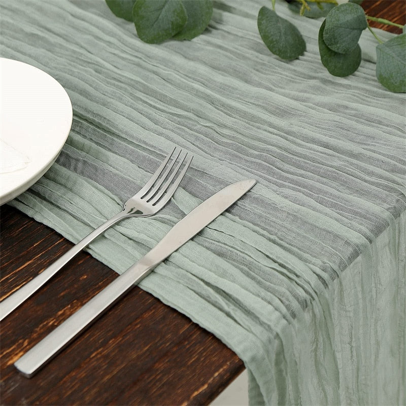 Gauze Table Runner Dinning Table Decoration 90*300CM Rustic Country Boho Beach Wedding Party Table Decor Christmas Table Runners