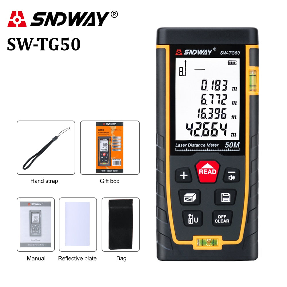 SNDWAY laser distance meter 40M 60M 80M 100M rangefinder trena laser tape range finder build measure device ruler test tool
