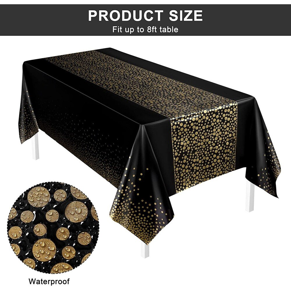 1pc TECHOME Disposable Table Cover Dotted Table Runner Design 54"x108" Waterproof Oilproof Tablecloths for Rectangle Tables
