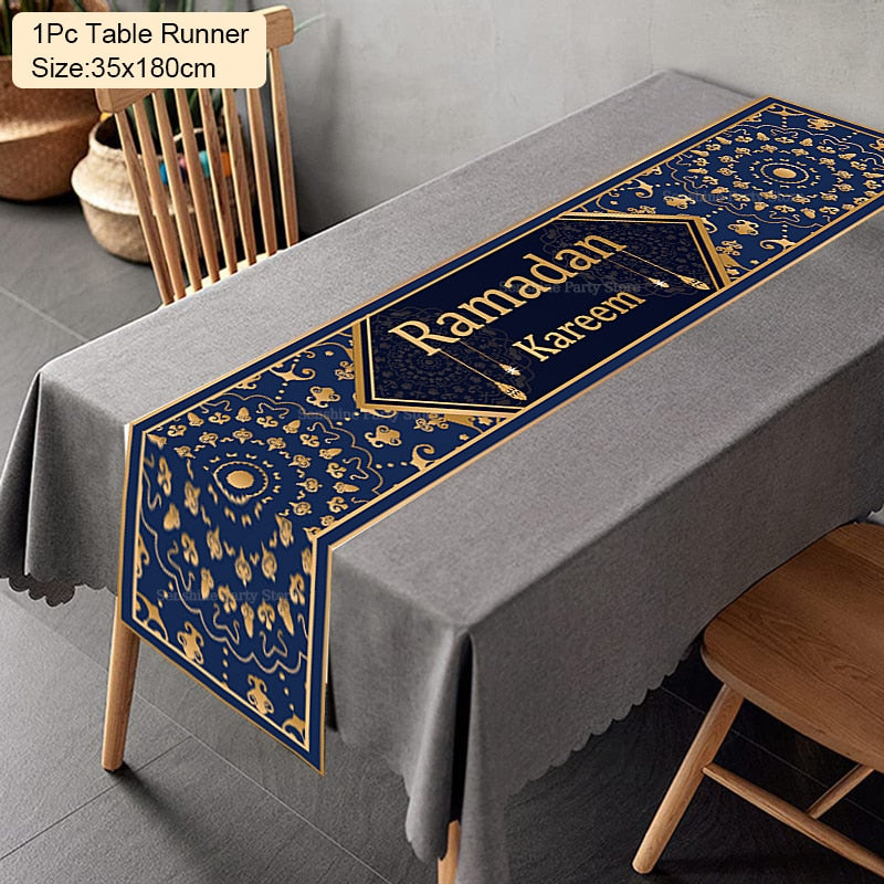 Ramadan Decoration Table Runner EID Mubarak Decor For Home Tablecloth Ramadan Kareem Islamic Muslim Party Eid Al Adha Gifts 2023
