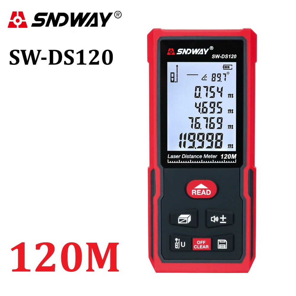 SNDWAY laser distance meter 40M 60M 80M 100M rangefinder trena laser tape range finder build measure device ruler test tool
