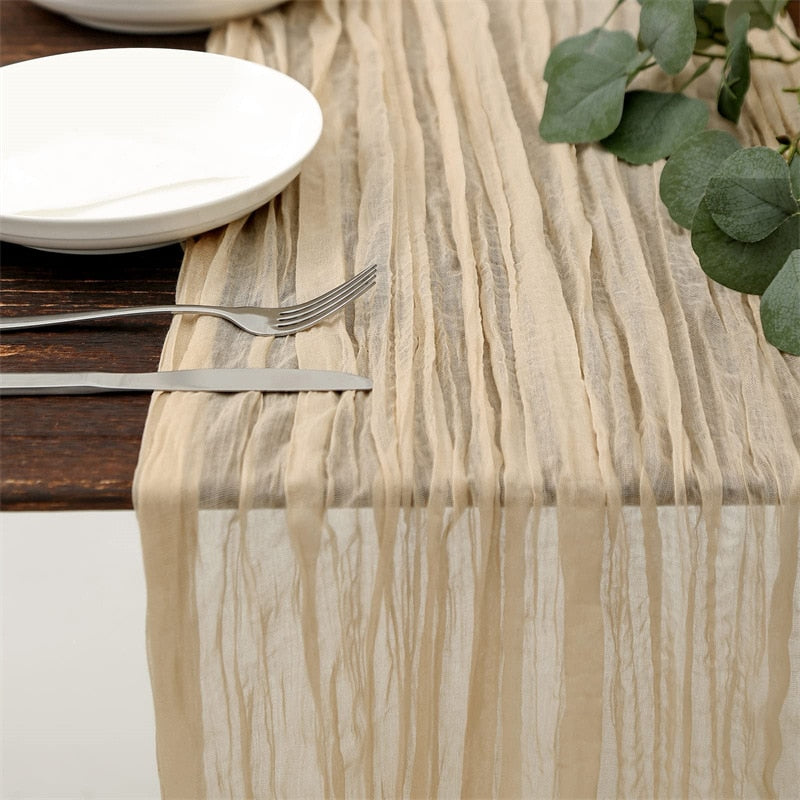 Gauze Table Runner Dinning Table Decoration 90*300CM Rustic Country Boho Beach Wedding Party Table Decor Christmas Table Runners