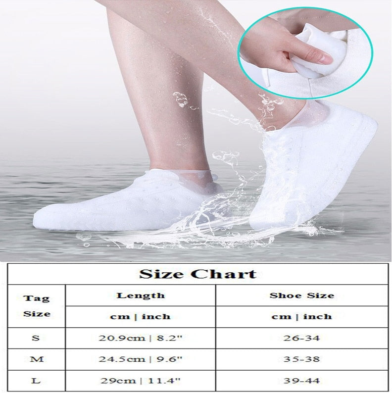 1Pair Reusable Waterproof Rain Shoes Covers Silicone Outdoor Rain Boot Overshoes Walking Shoes Accessories Reusable Shoe Cover