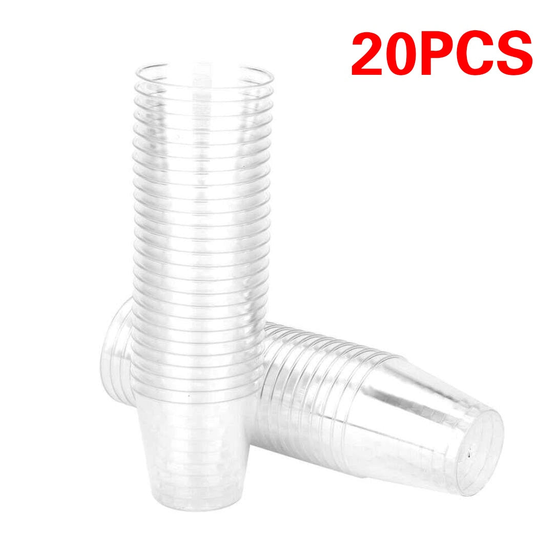 20pcs 30ml Plastic Glass Disposable Plastic Cups Clear Plastic Shot Glasses Jelly Dessert Cups Birthday Party Ice Cream Kitchen