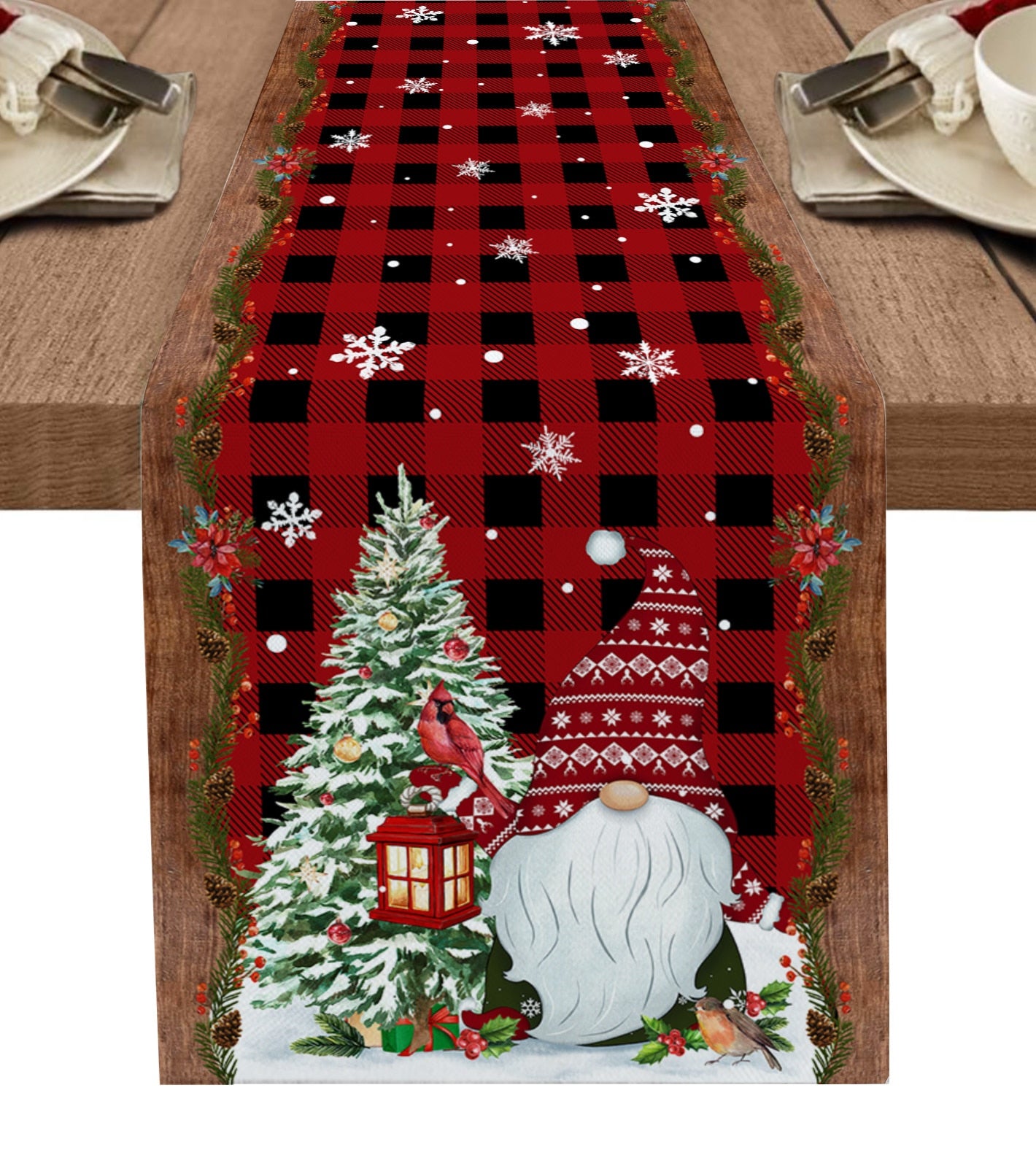Christmas Snowman Snowflake Decoration Table Runner Wedding Party Decoration Tablecloth Dining Table Living Room Table Runner