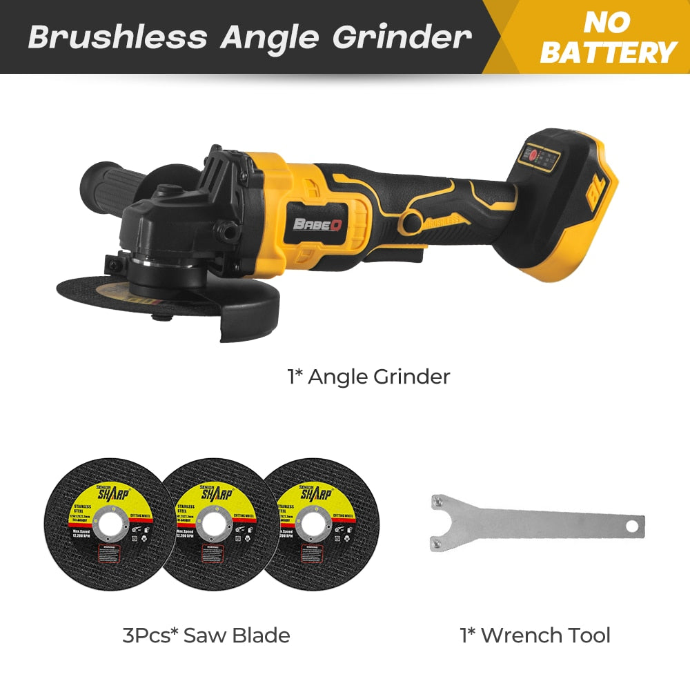 M14 Brushless Angle Grinder 125MM Cordless Angle Grinder 18V 3 Gears Variable Grinding Machine Cutting Woodworking Power Tool