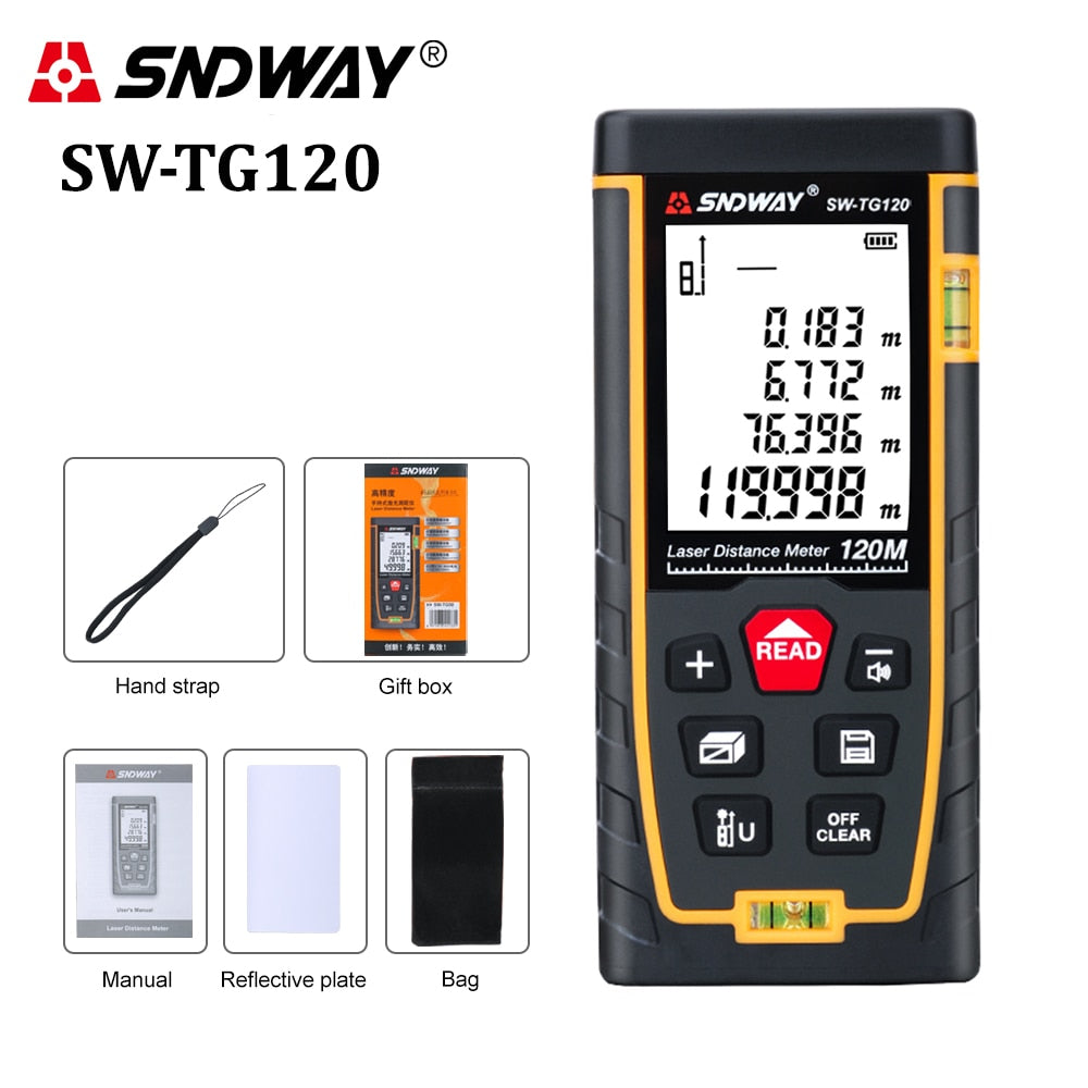 SNDWAY laser distance meter 40M 60M 80M 100M rangefinder trena laser tape range finder build measure device ruler test tool