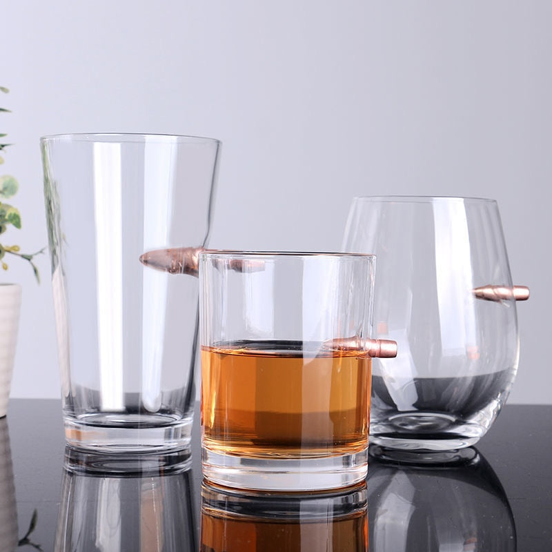 Creative Whisky Beer Water Glass Bar Crystal Bullet Shape Cup Studded Vodka Shot Glasses Unusual Big Beer Mug for Drinking Gift