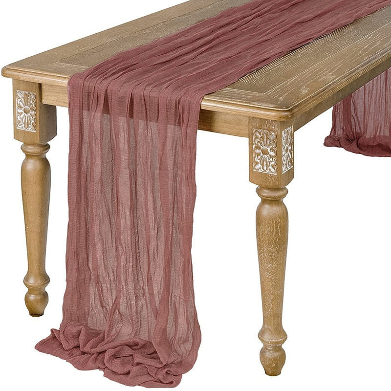 Gauze Table Runner Dinning Table Decoration 90*300CM Rustic Country Boho Beach Wedding Party Table Decor Christmas Table Runners