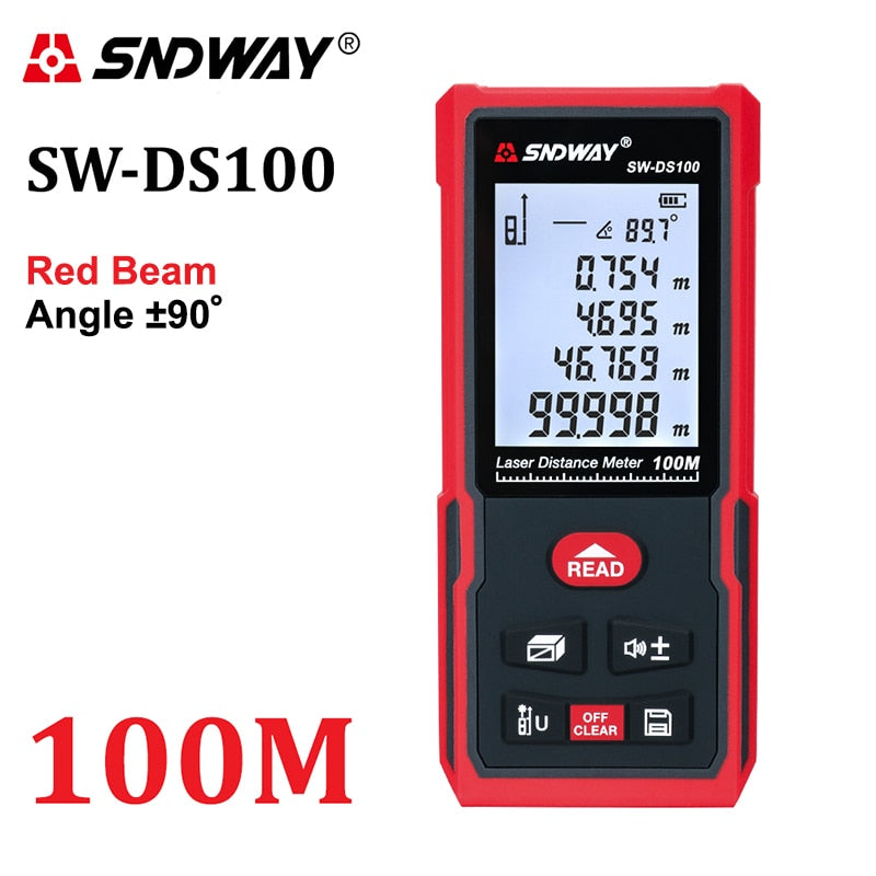 SNDWAY laser distance meter 40M 60M 80M 100M rangefinder trena laser tape range finder build measure device ruler test tool