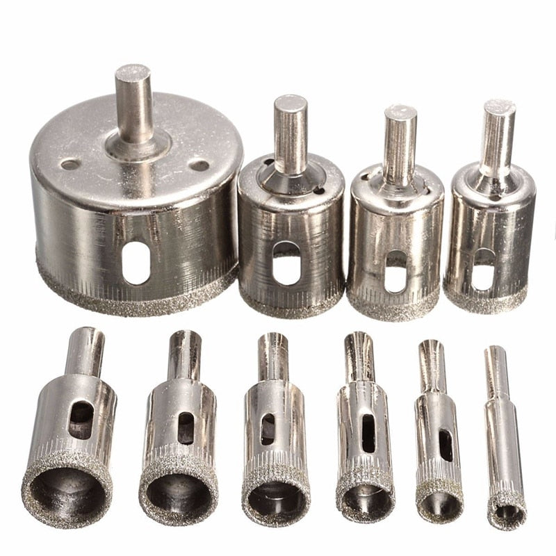 10/15pcs Set Tile drill bit Set Diamond Coated Tile Marble Glass Ceramic Hole Saw Drilling Bits Power Tools Accessories