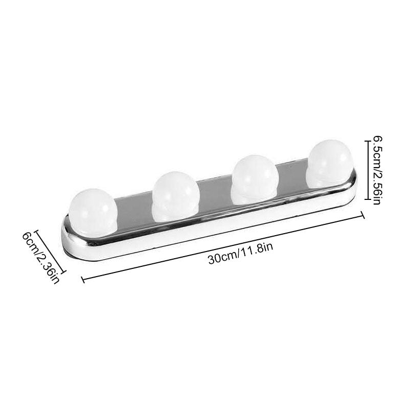 1Pc Portable 4 LED Bulbs Makeup Mirror Light Wall-mounted Battery Powered Dressing Table Vanity Lamp