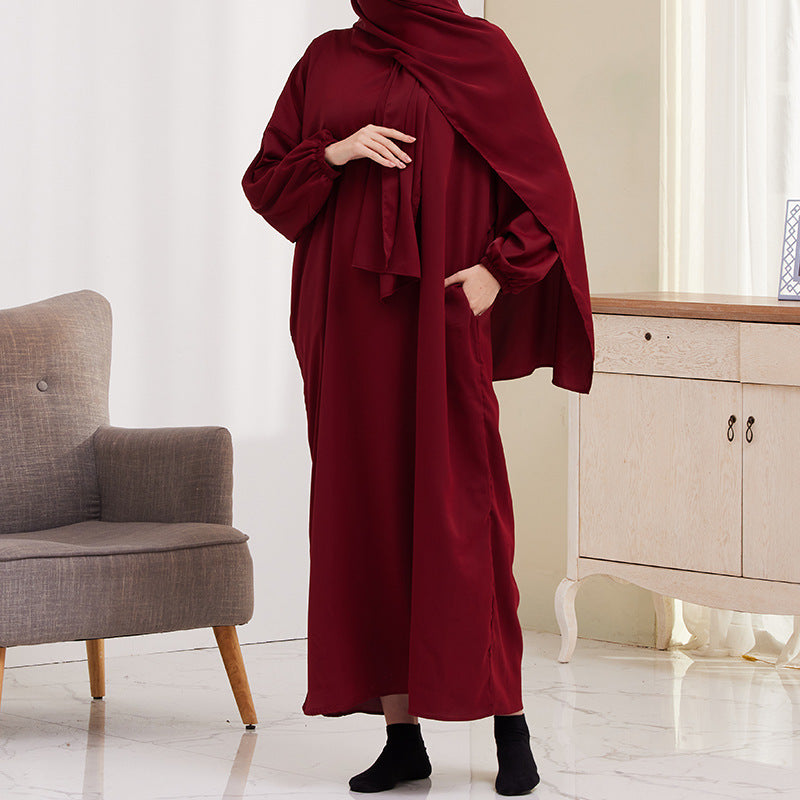 XG2057 Cross-border women's dress Middle East Türkiye with turban robe dress