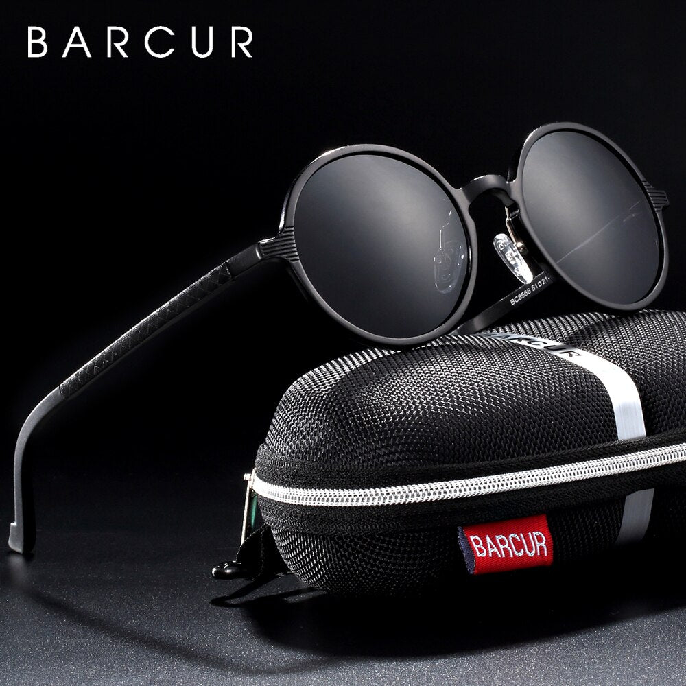 BARCUR Brand Light Weight Round Sunglasses Luxury Brand Men Glasses Retro Vintage Women Sun glasses