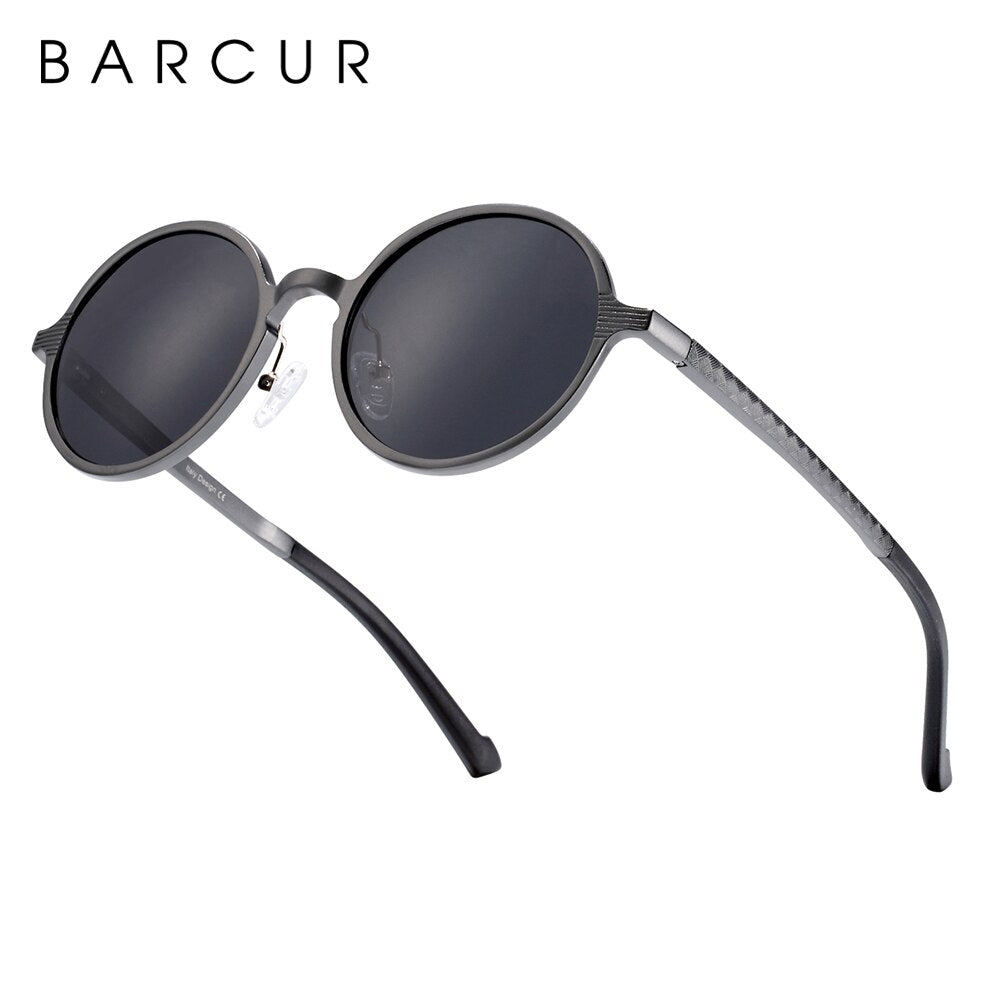 BARCUR Brand Light Weight Round Sunglasses Luxury Brand Men Glasses Retro Vintage Women Sun glasses