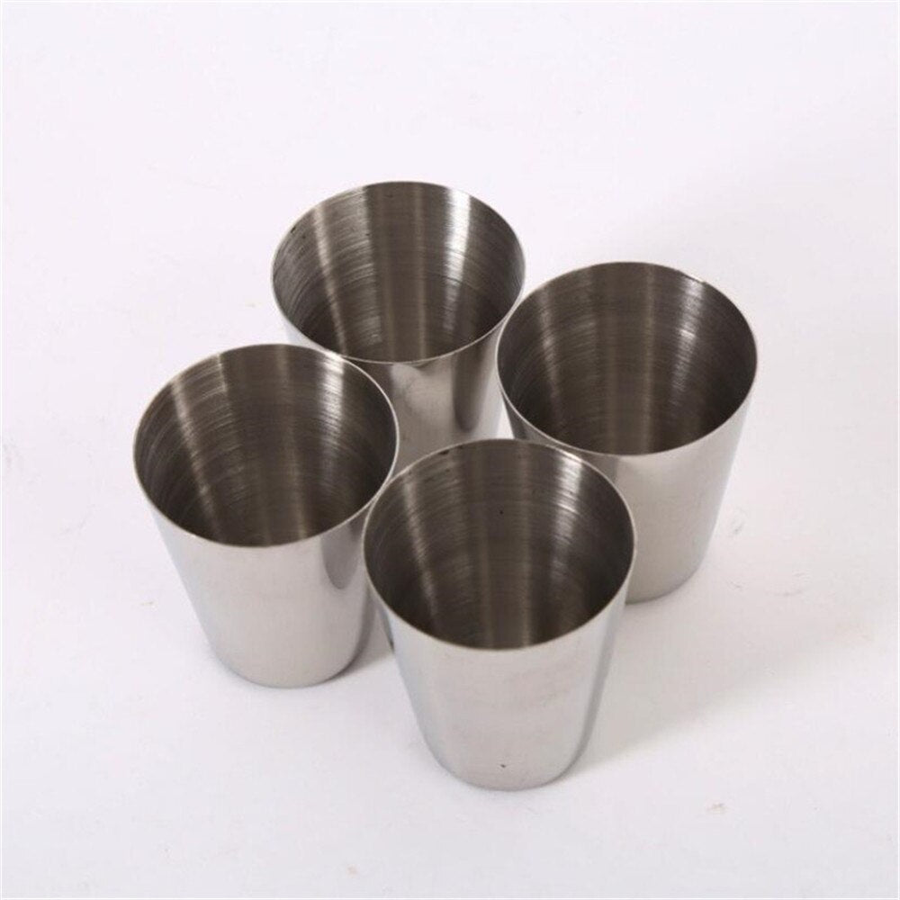 4Pcs/set Polished 30ML Mini Stainless Steel Shot Glass Cup Wine Drinking Glasses With Leather Cover Bag For Home Kitchen Bar