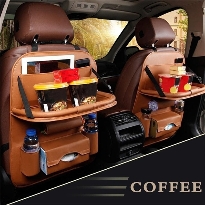 Universal Automobile Accessories Car Seat Back Bag Folding Table Organizer Pad Drink Chair Storage Pocket Box