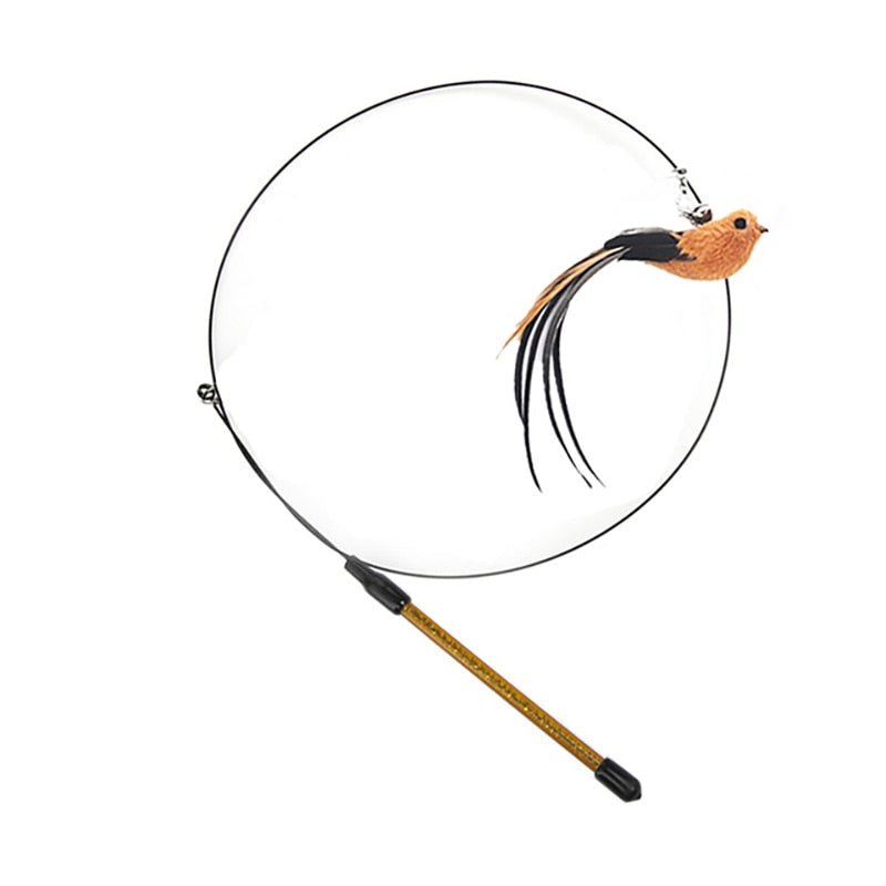 Cat Toy Interactive Feather Simulation Bird Teaser Stick Teaser Kitten Bells Wand Cats Accessories Pet Products Toys For Cat
