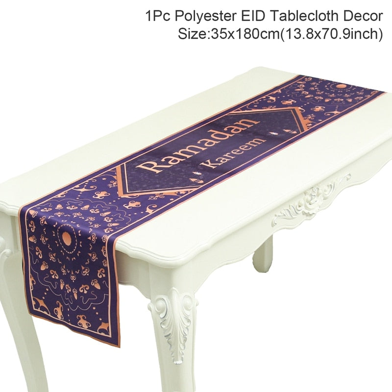 EID Mubarak Table Runner Ramadan Decorations 2023 For Home Tablecloth Ramadan Kareem Eid Al Adha Islamic Muslim Party Decoration