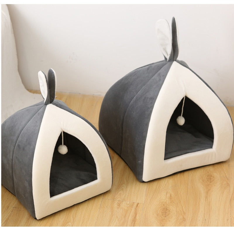 SHUANGMAO Hot Pet Cat Bed Indoor Kitten House Warm Small for Dogs Nest Collapsible Cats Cave Cute Sleeping Mats Winter Products