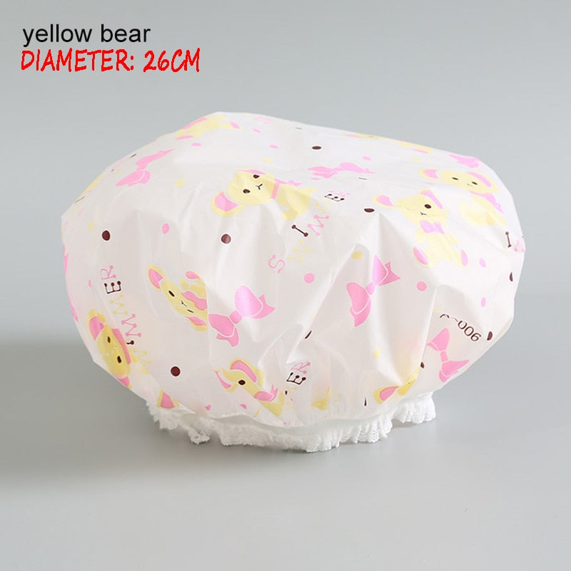 Shower Cap Thicken Elastic Bath Hat Bathing Cap for Women Hair Salon Dot Waterproof Bathroom Products Bathroom Accessories