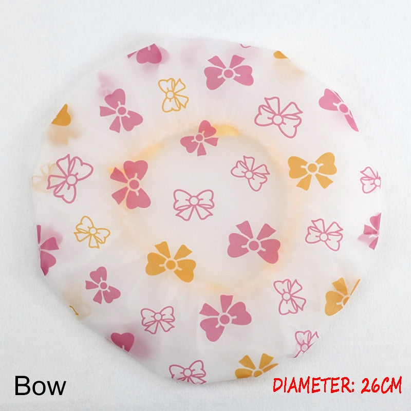Shower Cap Thicken Elastic Bath Hat Bathing Cap for Women Hair Salon Dot Waterproof Bathroom Products Bathroom Accessories
