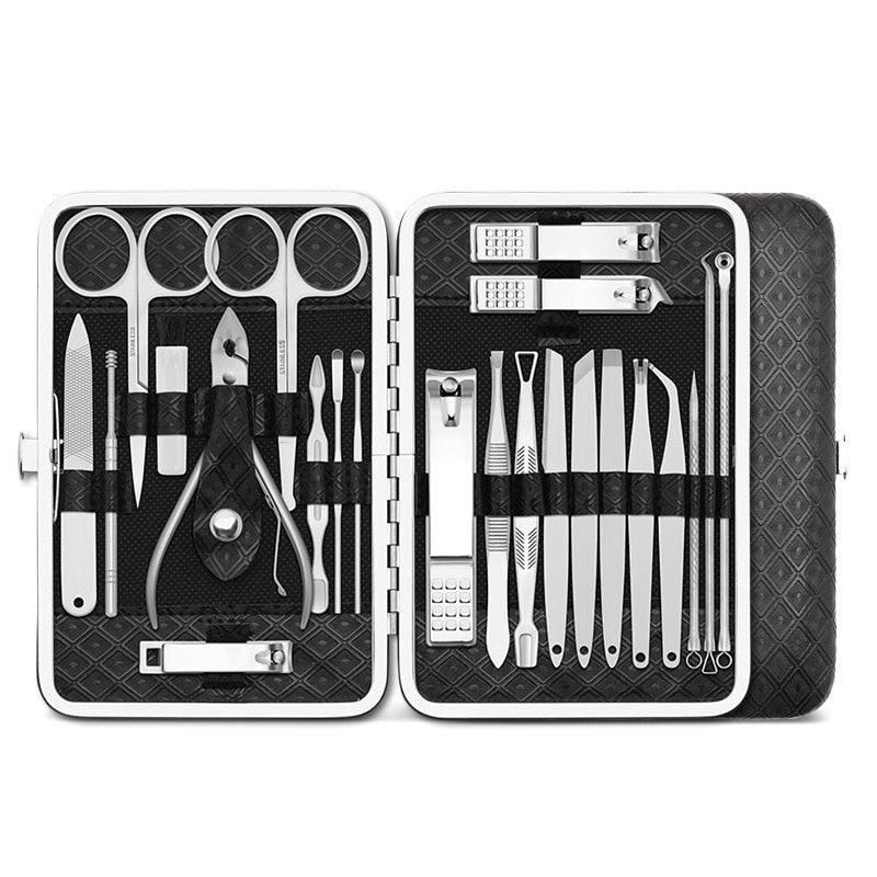 Qmake 23P Manicure Sets complete nail stretching kit manicura accesorios nail clipper Pedicure Tools All nail products  manucure