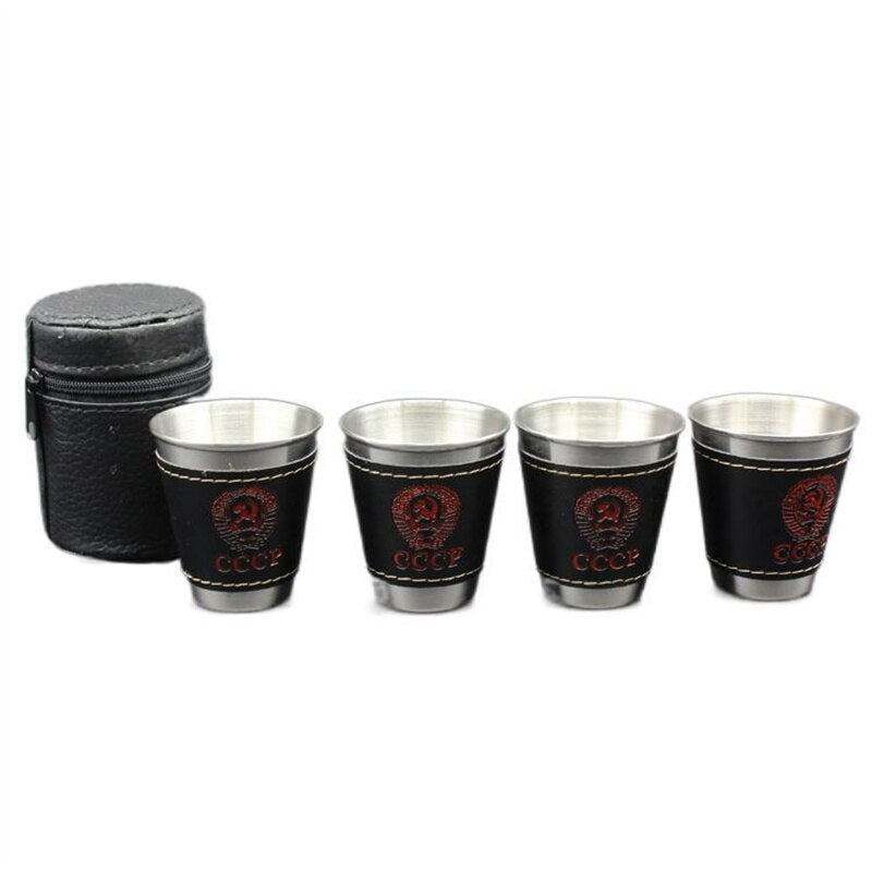 1/2oz Outdoor portable Stainless Steel Cups with case Shots Set Mini Glasses For beer Wine whisky voldka Hiking Camping Water