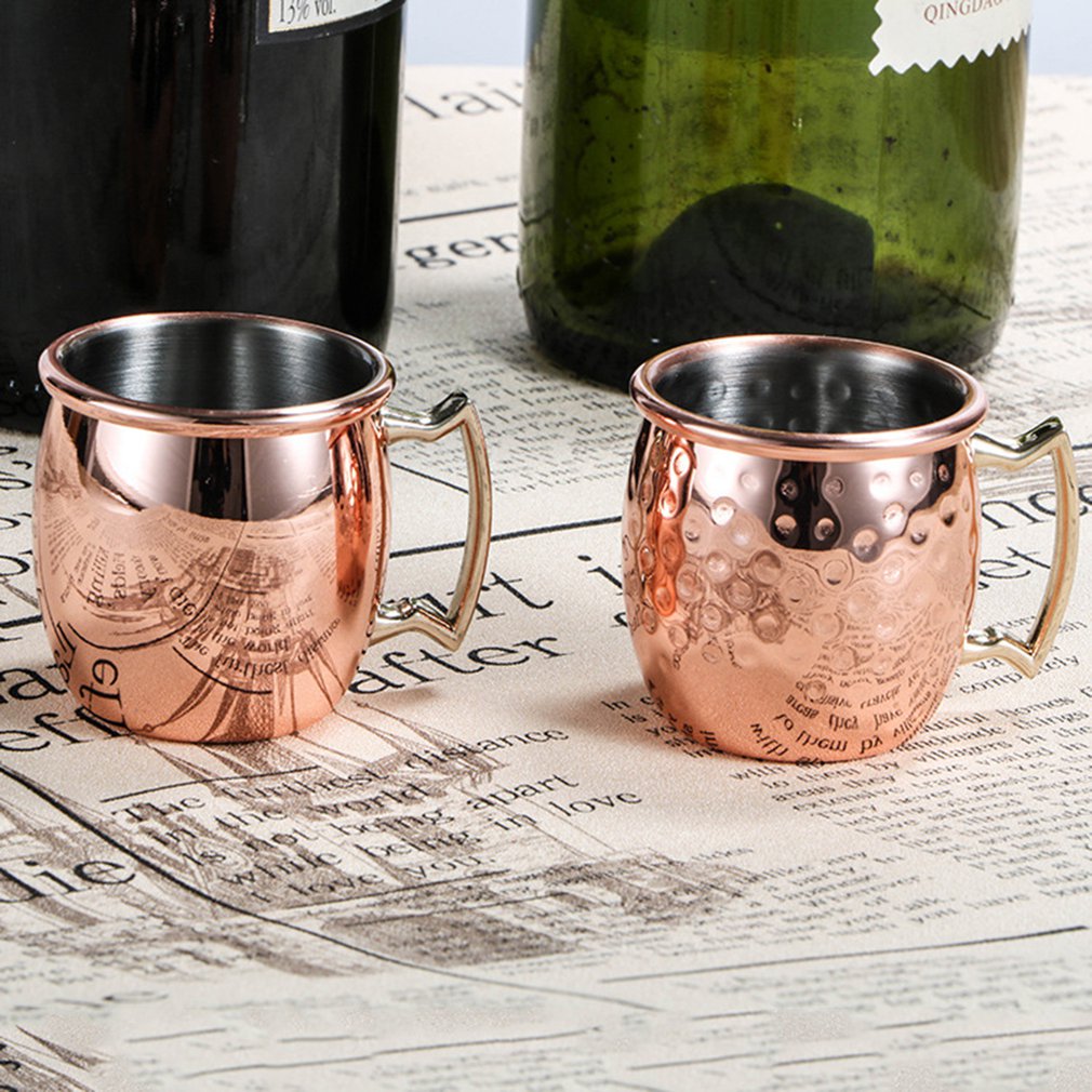 60ml Mini Hammered Moscow Mule Mug Espresso Copper Mugs Shot Glasses Cute 2oz Stainless Steel Mugs For Mini Bar Environmentally