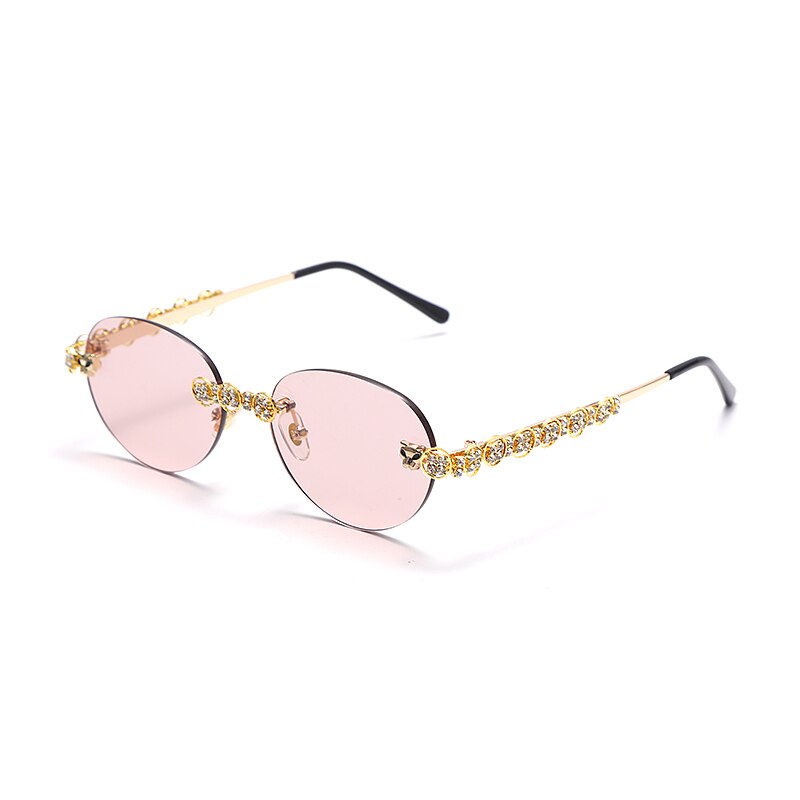 Gafas de sol sin montura con diamantes para mujer, lentes rectangulares Steampunk de cristal Vintage con diamantes de imitación, UV400, 2021