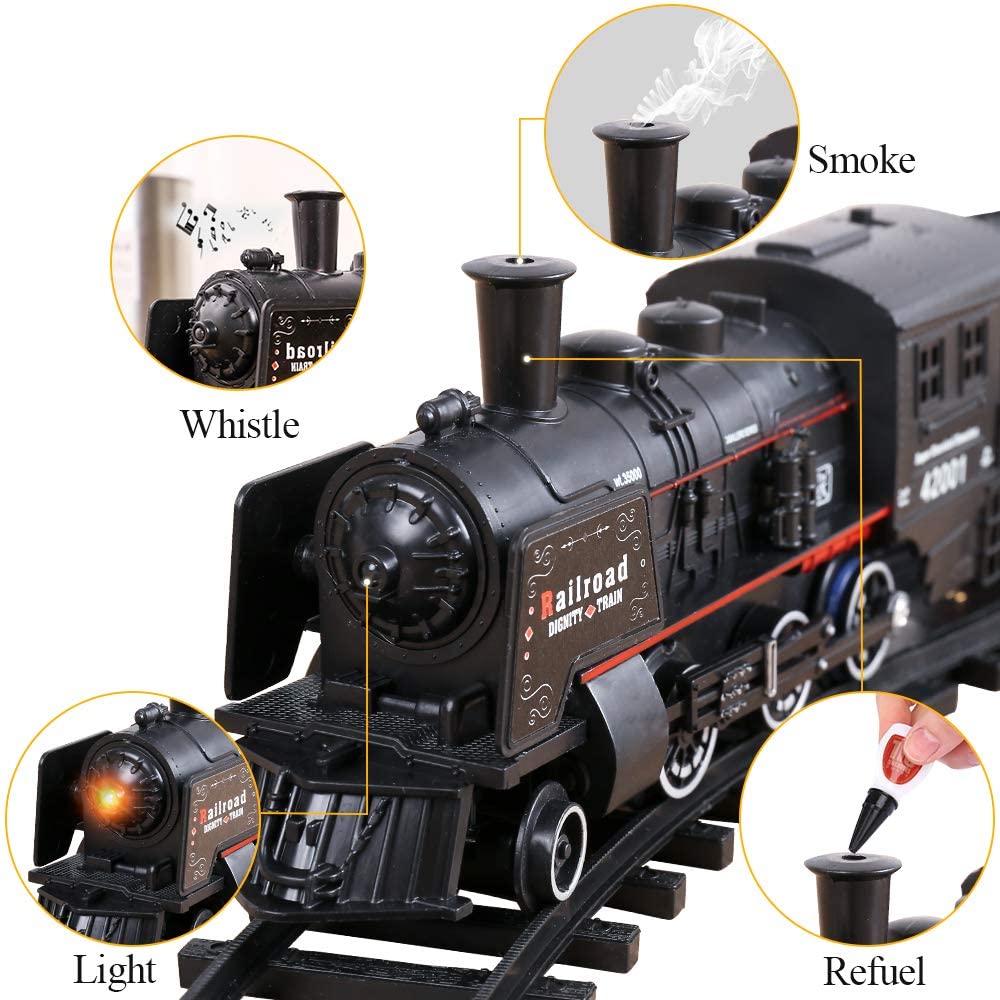 Elektrikli noel tren oyuncak seti araba demiryolu parça buharlı lokomotif motor Diecast Model eğitici oyun erkek çocuk oyuncakları çocuklar için