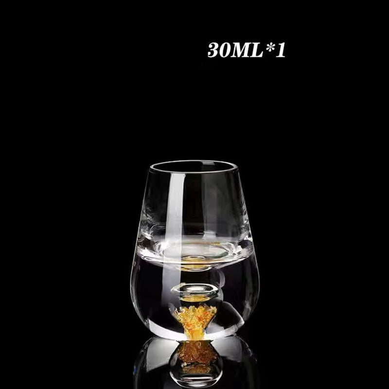 Lead-free Crystal Glass Gild Built In 24K Gold Leaf Small Shot Glass Luxury Golden Vodka Spirit Small Wine Glasses Drinking Cups