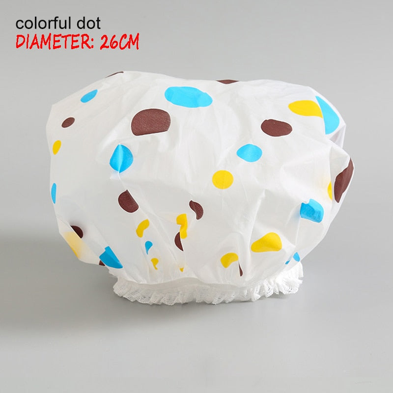 Shower Cap Thicken Elastic Bath Hat Bathing Cap for Women Hair Salon Dot Waterproof Bathroom Products Bathroom Accessories