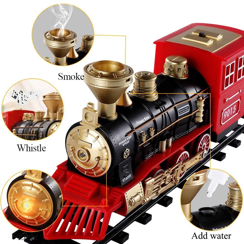 Elektrikli noel tren oyuncak seti araba demiryolu parça buharlı lokomotif motor Diecast Model eğitici oyun erkek çocuk oyuncakları çocuklar için