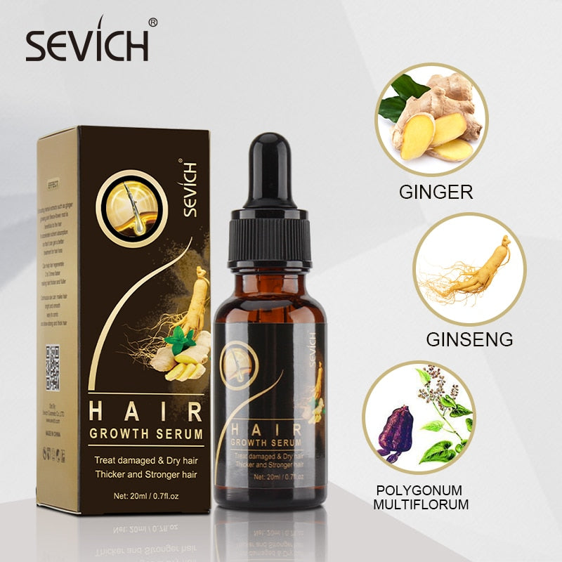 Hair Growth Products Sevich Ginger Essence Hair Growing Essential Oil Serum Hair Care Prevent Hair Loss Scalp Treatment 20ml